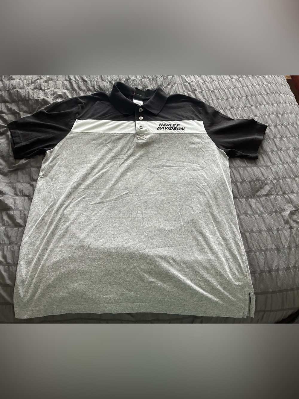 Harley-Davidson Black, White & Gray Colorblock Polo